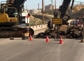 تنفيذ عباره قسطليه على طريق المتحلق الشمالي جانب مدخل السكن الشبابي لضاحيه قدسيا